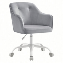 Songmics Office Chair, Swivel Chair, Desk Chair, Makeup Vanity Chair, Adjustable Height, Armrests, 110 Kg Load, Velvet - thumbnail 3