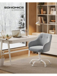 Songmics Office Chair, Swivel Chair, Desk Chair, Makeup Vanity Chair, Adjustable Height, Armrests, 110 Kg Load, Velvet