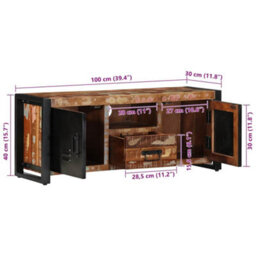 Berkfield Industrial Tv Cabinet 100X30X40 Cm Solid Wood Reclaimed - thumbnail 9