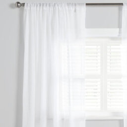 "OHS Linen Look Voile Curtains 2 Panels Net Rod Slot Top Pair 55X87"", White" - thumbnail 2