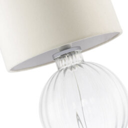 Happy Homewares Contemporary Clear Ribbed Glass Table Lamp With Velvet Fabric Shade - thumbnail 5