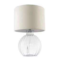 Happy Homewares Contemporary Clear Ribbed Glass Table Lamp With Velvet Fabric Shade - thumbnail 4
