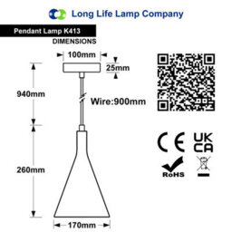 Long Life Lamps Company Ceramic Ceiling Pendant Light Grey Gypsum Lamp Shade K413 - thumbnail 2