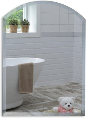 Mood Premium Arch Bathroom Mirror Wall Mounted, Frameless, Bevelled Edges (60Cm X 45Cm) - image 1