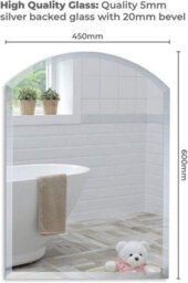 Mood Premium Arch Bathroom Mirror Wall Mounted, Frameless, Bevelled Edges (60Cm X 45Cm) - thumbnail 3