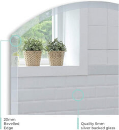 Mood Premium Arch Bathroom Mirror Wall Mounted, Frameless, Bevelled Edges (60Cm X 45Cm) - thumbnail 4