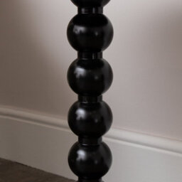 Melody Maison Black Painted Round Wooden Bobble Side Table - 45Cm X 56.5Cm - thumbnail 4