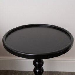 Melody Maison Black Painted Round Wooden Bobble Side Table - 45Cm X 56.5Cm - thumbnail 3