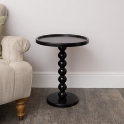 Melody Maison Black Painted Round Wooden Bobble Side Table - 45Cm X 56.5Cm - thumbnail 6