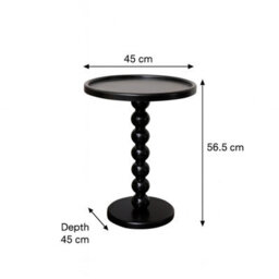 Melody Maison Black Painted Round Wooden Bobble Side Table - 45Cm X 56.5Cm - thumbnail 8
