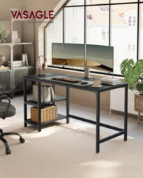Vasagle Computer Desk, Writing Desk With 2 Shelves On Left Or Right, Work Table For Office Living Room, Steel Frame - thumbnail 3