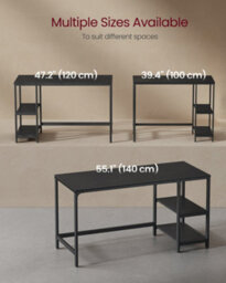 Vasagle Computer Desk, Writing Desk With 2 Shelves On Left Or Right, Work Table For Office Living Room, Steel Frame - thumbnail 7