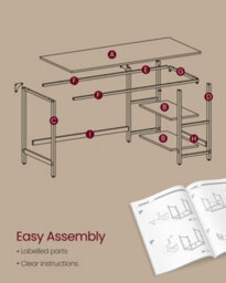 Vasagle Computer Desk, Writing Desk With 2 Shelves On Left Or Right, Work Table For Office Living Room, Steel Frame - thumbnail 8