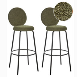 Beliani Set Of 2 Bar Chairs Emery Boucle Dark Green - thumbnail 1