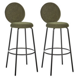 Beliani Set Of 2 Bar Chairs Emery Boucle Dark Green - thumbnail 4