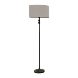 Valuelights Maggie Black Metal Candlestick Floor Lamp With Grey Fabric Lamp Shade - thumbnail 2