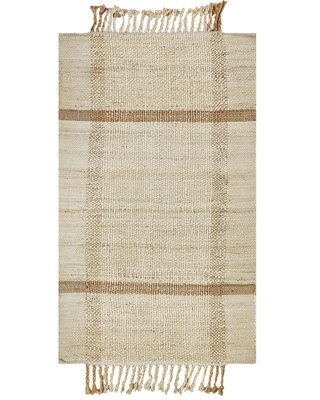 Wyld And Coco Handwoven Natural Jute Area Rug Beige 80 X 150 Cm With Tassels - image 1