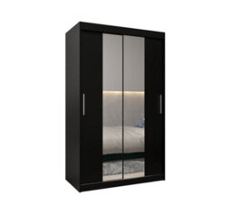 Arte Tokyo 01 Contemporary Mirrored 2 Sliding Door Wardrobe 5 Shelves 2 Rails Black Matt (H)2000mm (W)1200mm (D)620mm - thumbnail 1