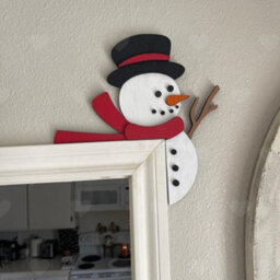 Amorly Christmas Snowman Door Frame Corner Topper, Funny Wooden Sign Decoration, Festive Prop For Doors, Cabinets, Walls Holiday Styling - thumbnail 3