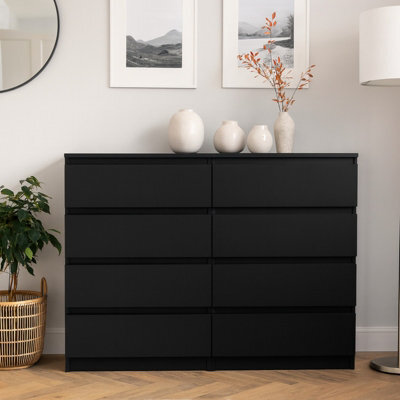 Malwa M8 Chest Of Drawers Modern Handleless Design 8 Drawers Black - image 1