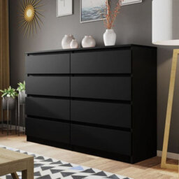 Malwa M8 Chest Of Drawers Modern Handleless Design 8 Drawers Black - thumbnail 2