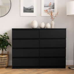 Malwa M8 Chest Of Drawers Modern Handleless Design 8 Drawers Black