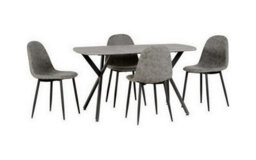 Seconique Athens Rectangular Dining Table - L80 X W140 X H75 Cm - Concrete Effect/black - thumbnail 3
