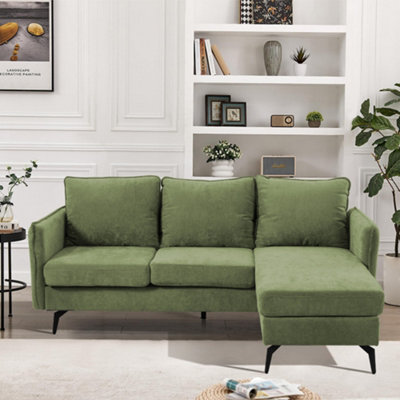 Thehotsale Green 3-Seater Upholstered Corner Sectional Sofa For Living Room - image 1