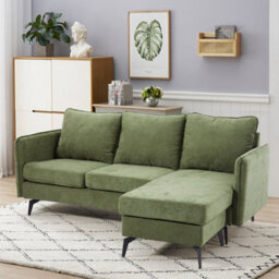 Thehotsale Green 3-Seater Upholstered Corner Sectional Sofa For Living Room - thumbnail 2