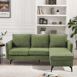Thehotsale Green 3-Seater Upholstered Corner Sectional Sofa For Living Room - thumbnail 1
