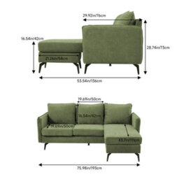 Thehotsale Green 3-Seater Upholstered Corner Sectional Sofa For Living Room - thumbnail 8