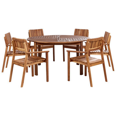 Beliani Garden Dining Set 6 Seater Agello Acacia Wood Brown - image 1