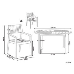 Beliani Garden Dining Set 6 Seater Agello Acacia Wood Brown - thumbnail 3
