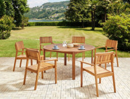 Beliani Garden Dining Set 6 Seater Agello Acacia Wood Brown - thumbnail 2