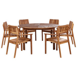 Beliani Garden Dining Set 6 Seater Agello Acacia Wood Brown - thumbnail 1