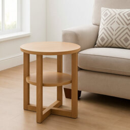 Modcraft Small Side Table With Shelf Round Coffee Table For Living Room Bedroom Or Hallway