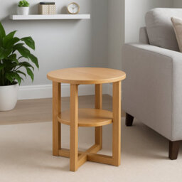 Modcraft Small Side Table With Shelf Round Coffee Table For Living Room Bedroom Or Hallway - thumbnail 3