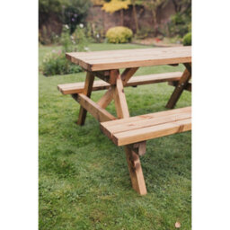 Churnet Valley Garden Furniture Ltd Valley Deluxe Picnic Table - Timber - L150 X W150 X H76 Cm - Partially Assembled - thumbnail 5