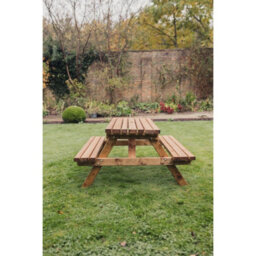 Churnet Valley Garden Furniture Ltd Valley Deluxe Picnic Table - Timber - L150 X W150 X H76 Cm - Partially Assembled - thumbnail 4