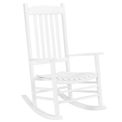 Outdoor Wood Rocking Chair With Backrest For Patio Garden Balcony Poolside White - image 1