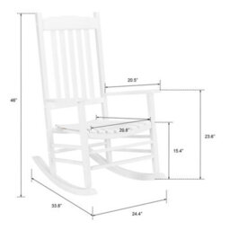 Outdoor Wood Rocking Chair With Backrest For Patio Garden Balcony Poolside White - thumbnail 2