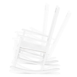 Outdoor Wood Rocking Chair With Backrest For Patio Garden Balcony Poolside White - thumbnail 3