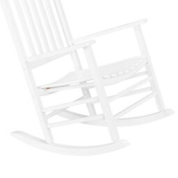 Outdoor Wood Rocking Chair With Backrest For Patio Garden Balcony Poolside White - thumbnail 4