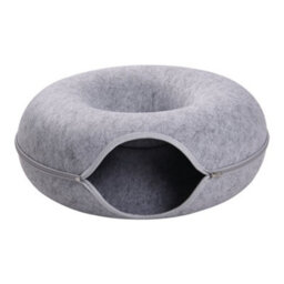 Living And Home Gray Round Felt Cat Pet Tunnel Bed Cave Bed Donut 60Cm - thumbnail 4