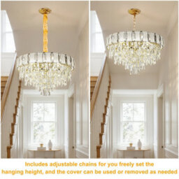 Vrygle Aesome 6-Layered Deluxe Crystal Chandelier Adjustable Pendant Ceiling Light Fixture, 10-Light - thumbnail 5