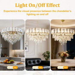 Vrygle Aesome 6-Layered Deluxe Crystal Chandelier Adjustable Pendant Ceiling Light Fixture, 10-Light - thumbnail 4