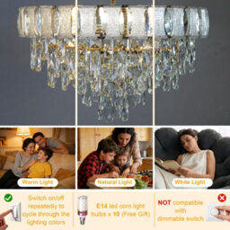 Vrygle Aesome 6-Layered Deluxe Crystal Chandelier Adjustable Pendant Ceiling Light Fixture, 10-Light - thumbnail 6