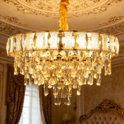 Vrygle Aesome 6-Layered Deluxe Crystal Chandelier Adjustable Pendant Ceiling Light Fixture, 10-Light - thumbnail 1