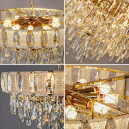 Vrygle Aesome 6-Layered Deluxe Crystal Chandelier Adjustable Pendant Ceiling Light Fixture, 10-Light - thumbnail 3