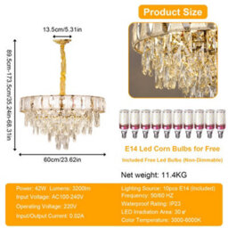 Vrygle Aesome 6-Layered Deluxe Crystal Chandelier Adjustable Pendant Ceiling Light Fixture, 10-Light - thumbnail 2